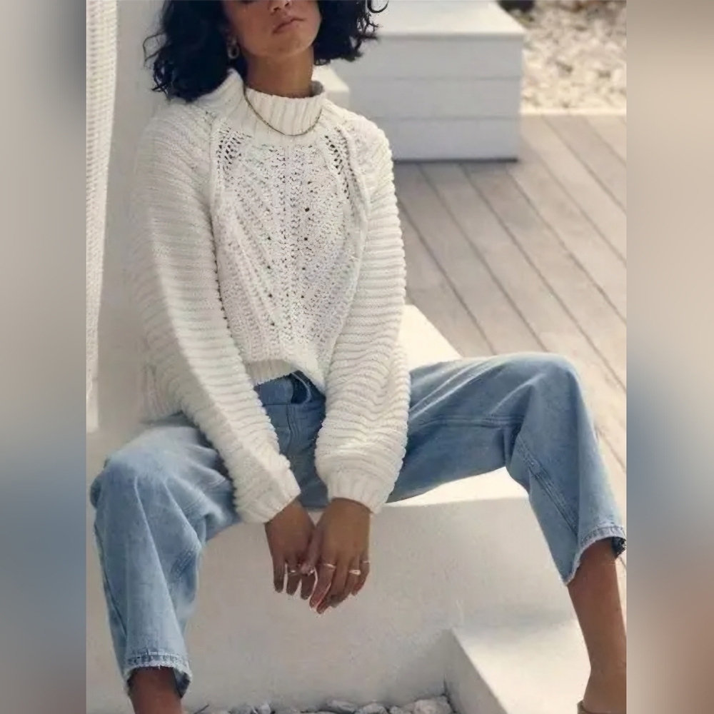 Free People White Turtleneck Sweater - Picture 2 of 13